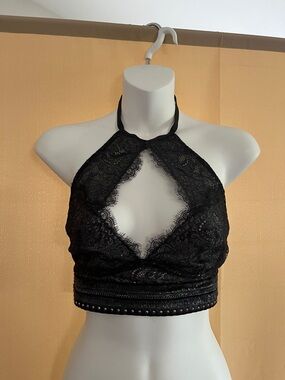 Victoria's Secret Black Lace Halter Bralette